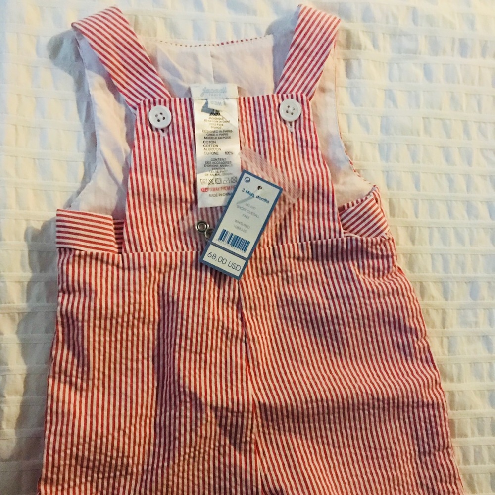 Jacadi Paris Seersucker Short Overalls